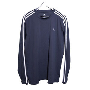 Adidas Men's Navy T-Shirt Long Sleeve Crew Neck Stripes on Sleeve XL Gorpcore